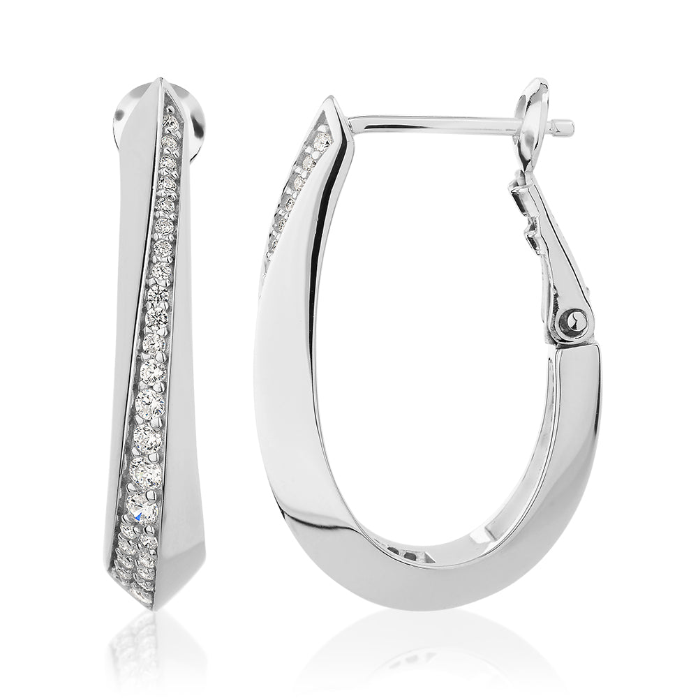 Round Brilliant hoop earrings with 0.36 carats* of diamond simulants in sterling silver