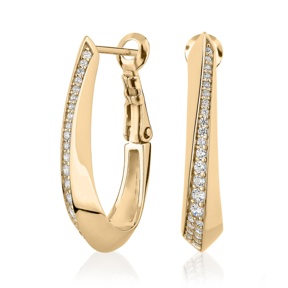 Round Brilliant Signature Simulant hoop earrings in 18 carat yellow gold vermeil