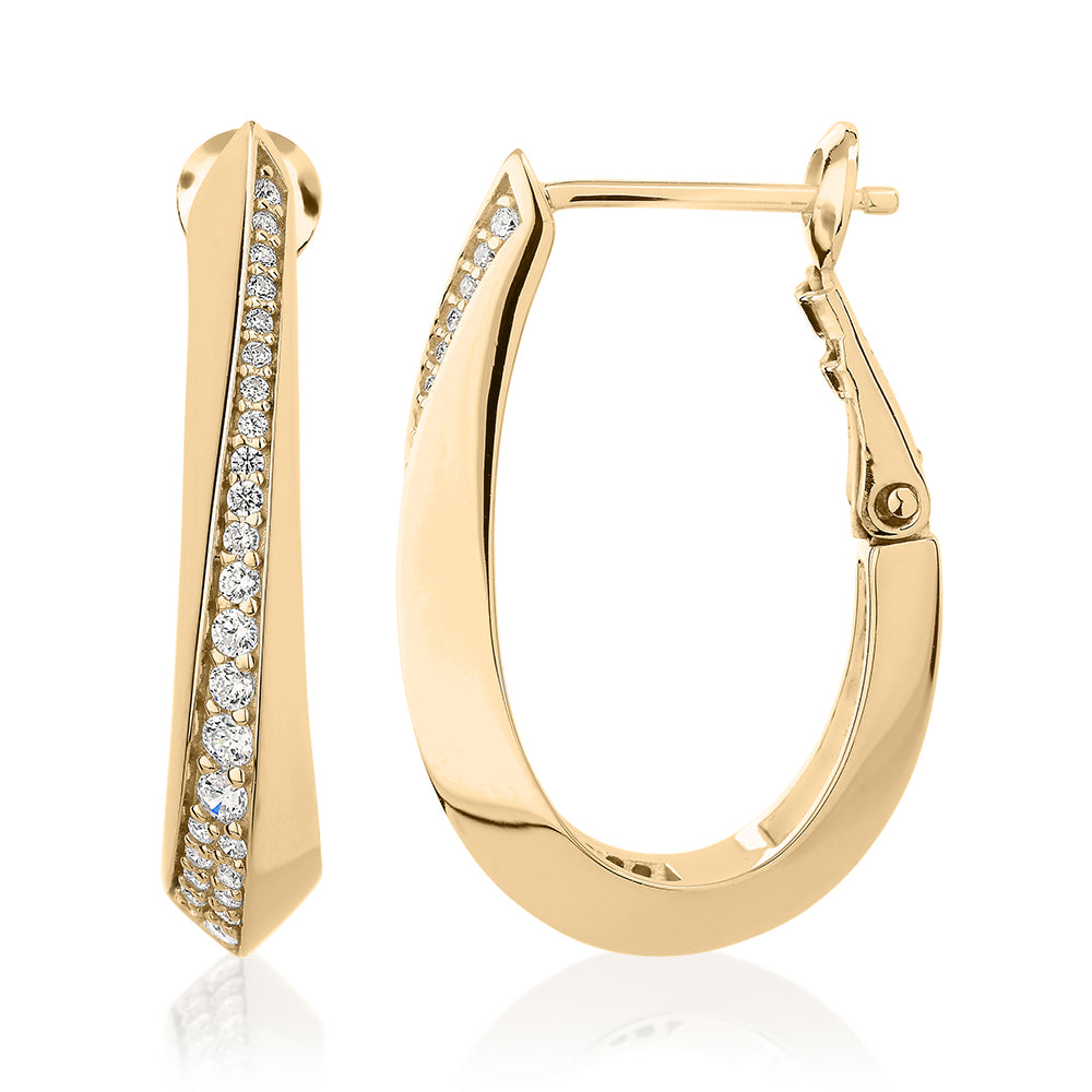 Round Brilliant Signature Simulant hoop earrings in 18 carat yellow gold vermeil