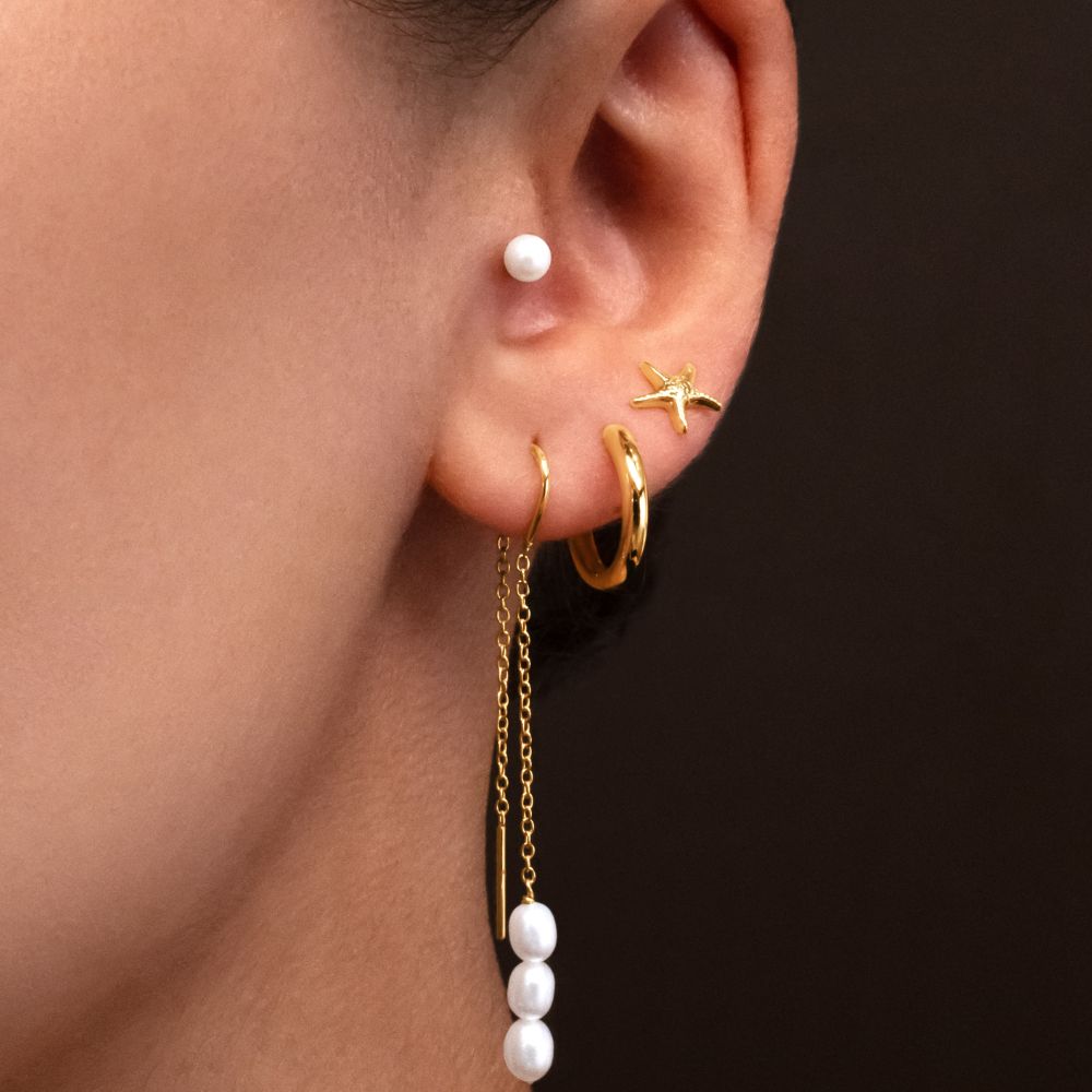 Cultured freshwater pearl 3.5mm stud earrings in 18 carat yellow gold vermeil