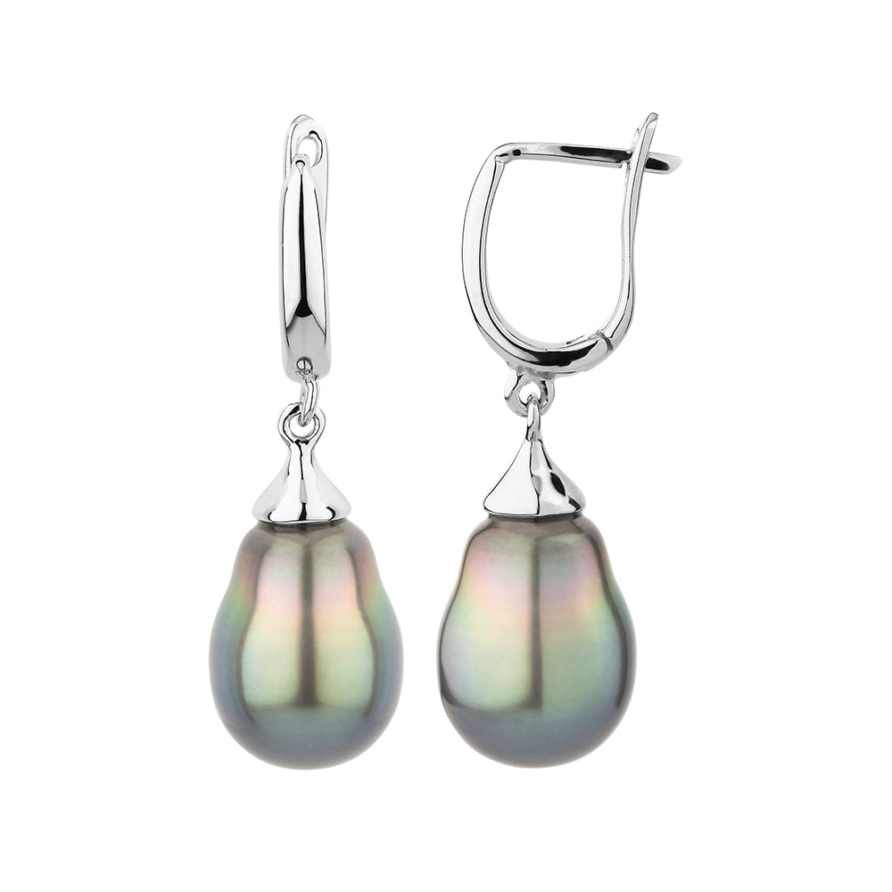 Tahitian pearl drop earrings in sterling silver