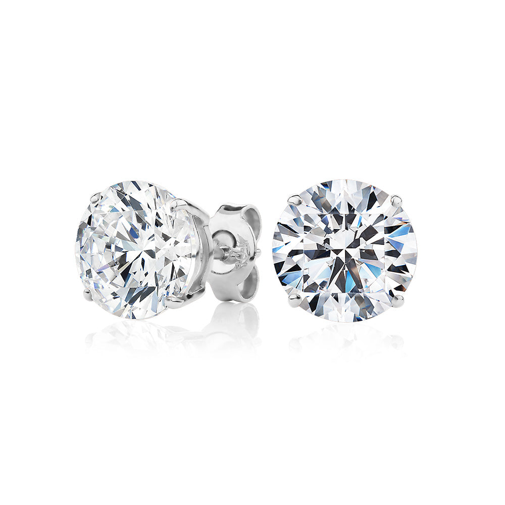 Round Brilliant stud earrings with 6 carats* of diamond simulants in 10 carat white gold