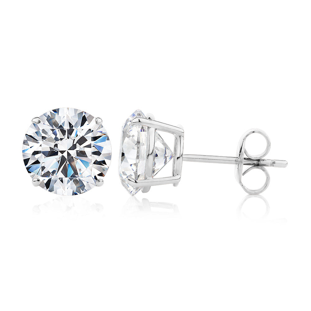 Round Brilliant stud earrings with 6 carats* of diamond simulants in 10 carat white gold