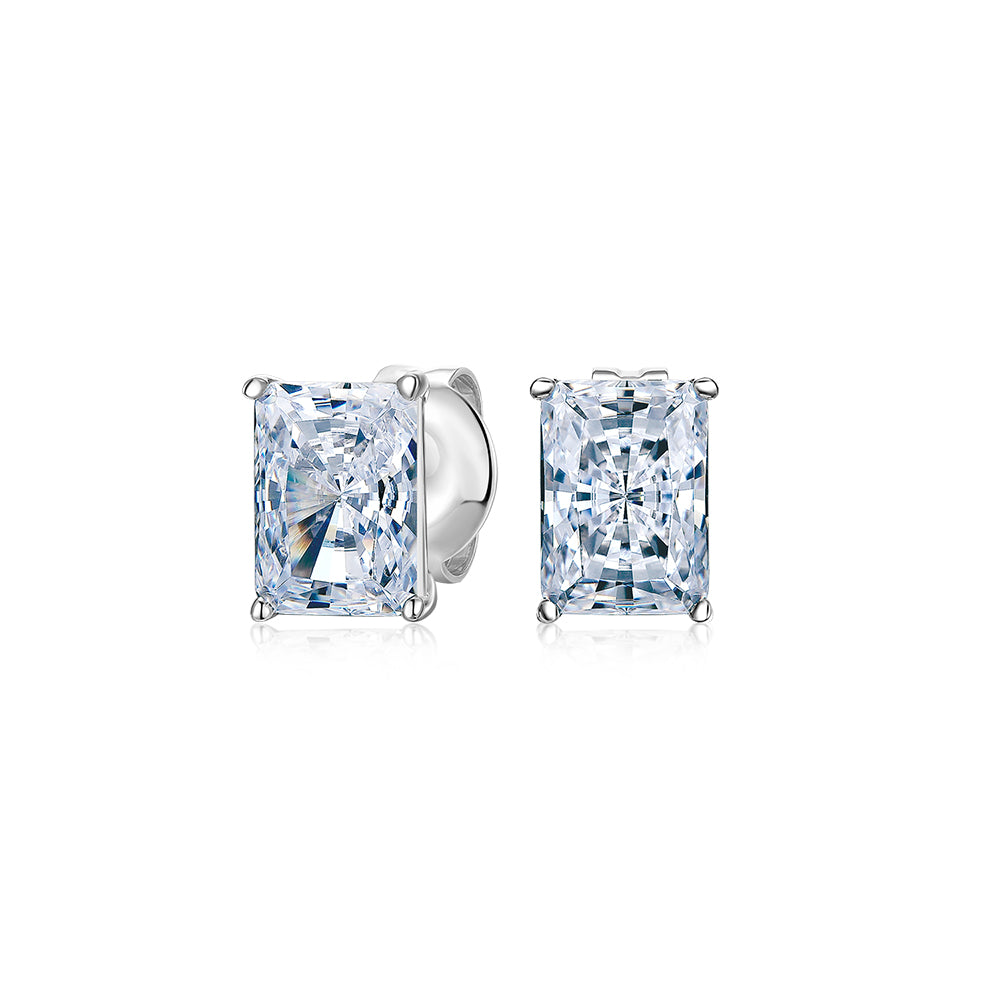 Radiant stud earrings with 2 carats* of diamond simulants in 10 carat white gold