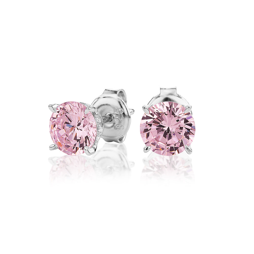 Round Brilliant stud earrings with 2.18 carats* of diamond simulants in sterling silver