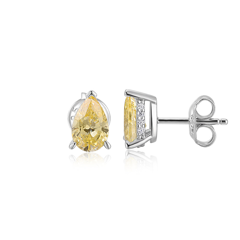Pear and Round Brilliant stud earrings with 1.73 carats* of diamond simulants in sterling silver
