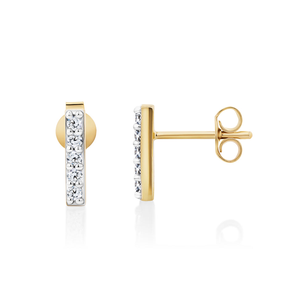 Round Brilliant Signature Simulant fancy earrings in 18 carat yellow gold vermeil