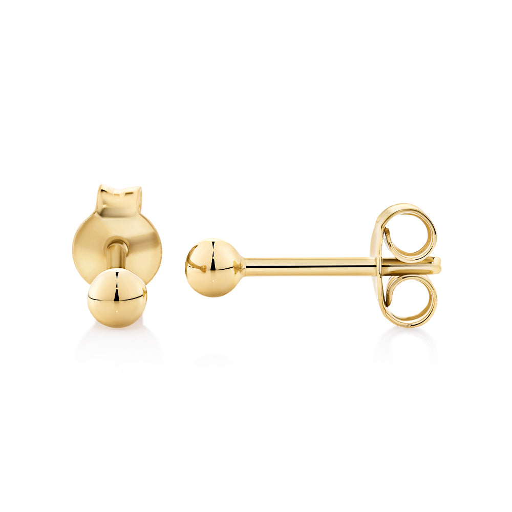 3mm stud earrings in 18 carat yellow gold vermeil