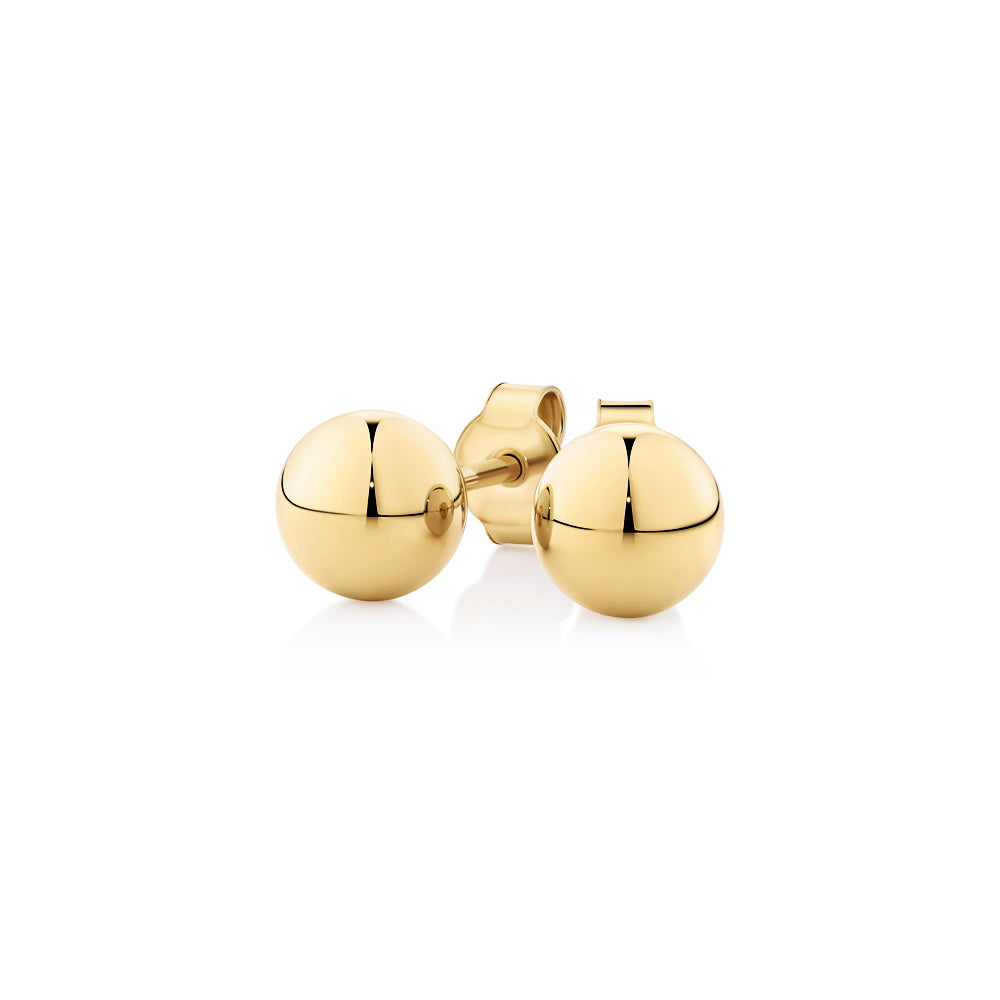 6.5mm stud earrings in 18 carat yellow gold vermeil