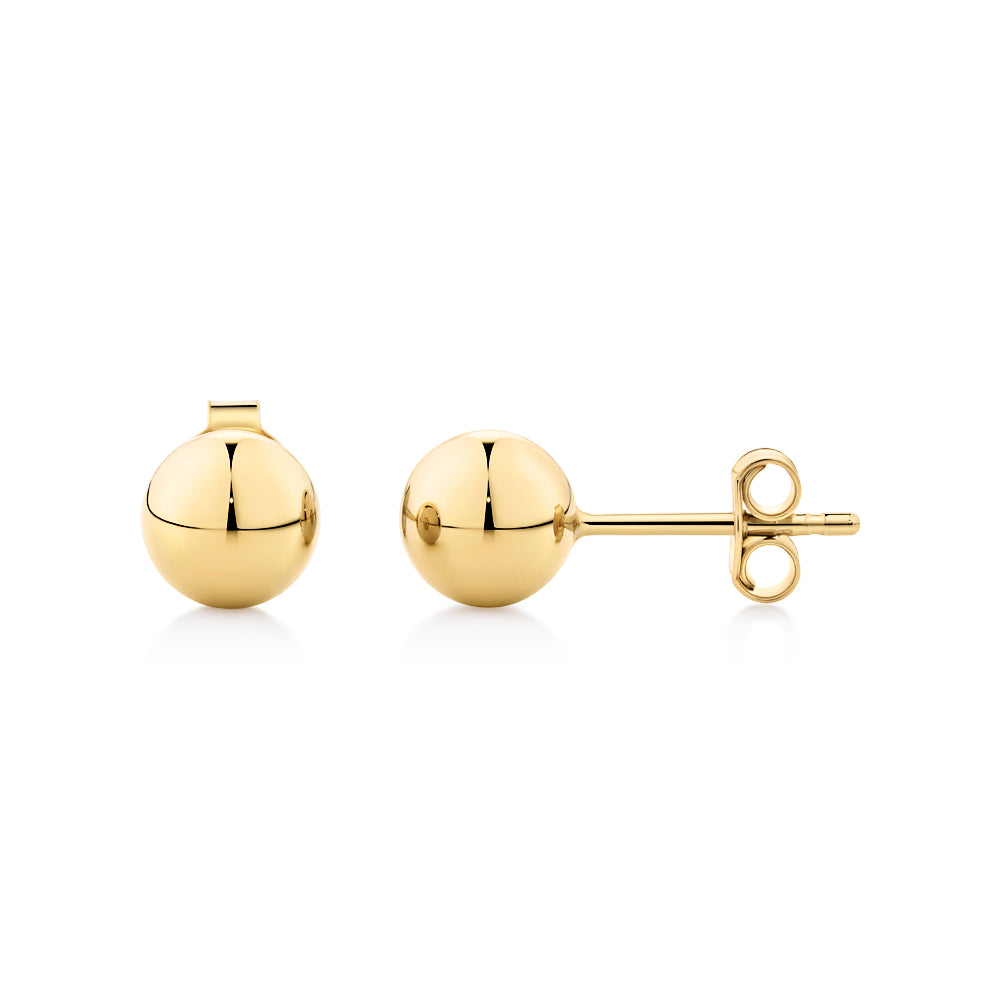 6.5mm stud earrings in 18 carat yellow gold vermeil