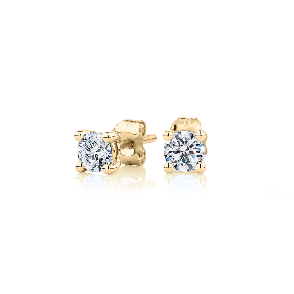 Premium Lab-Grown Diamond, 0.50 carat TW round brilliant stud earrings in 10 carat yellow gold