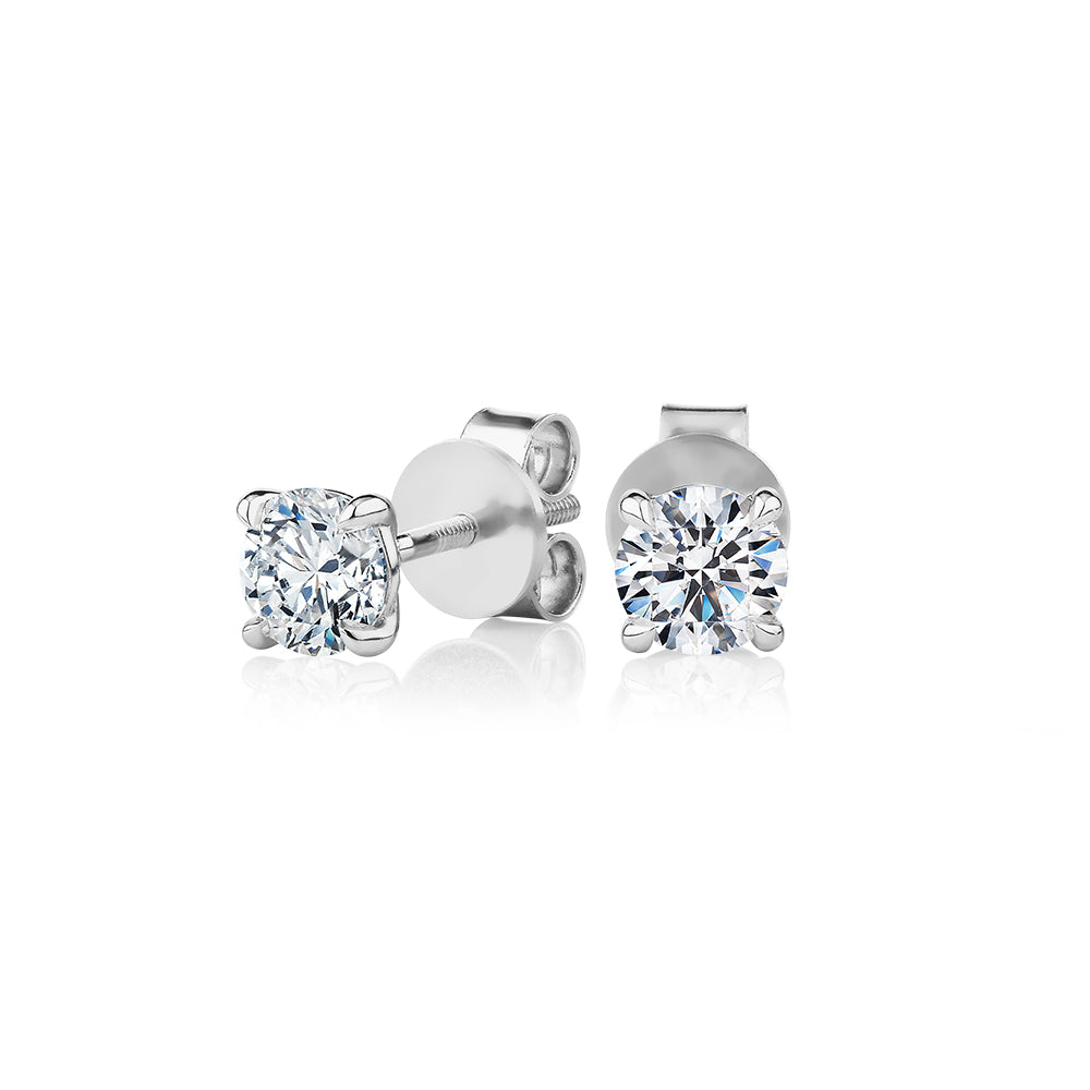Premium Laboratory Created Diamond, 1.00 carat TW round brilliant stud earrings in 14 carat white gold