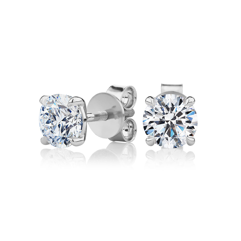Premium Certified Laboratory Created Diamond, 2.00 carat TW round brilliant stud earrings in 18 carat white gold