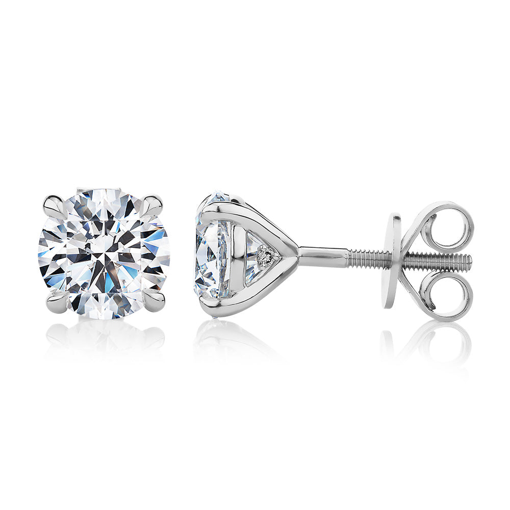 Signature Simulant Diamond 3.00 carat* TW round brilliant stud earrings in 10 carat white gold