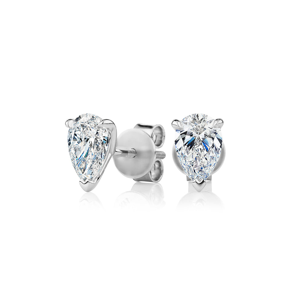 Signature Simulant Diamond 1.40 carat* TW pear stud earrings in 10 carat white gold