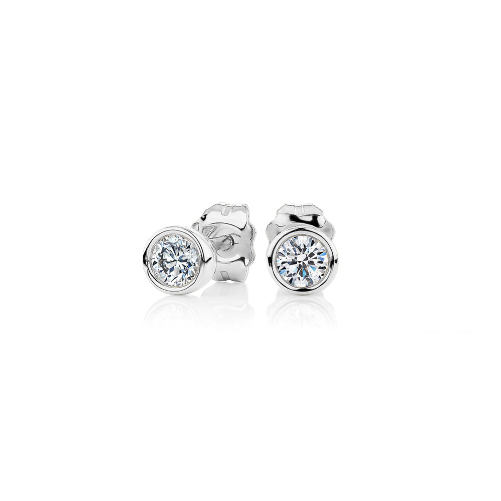 Premium Lab-Grown Diamond, 0.25 carat TW round brilliant stud earrings in 10 carat white gold