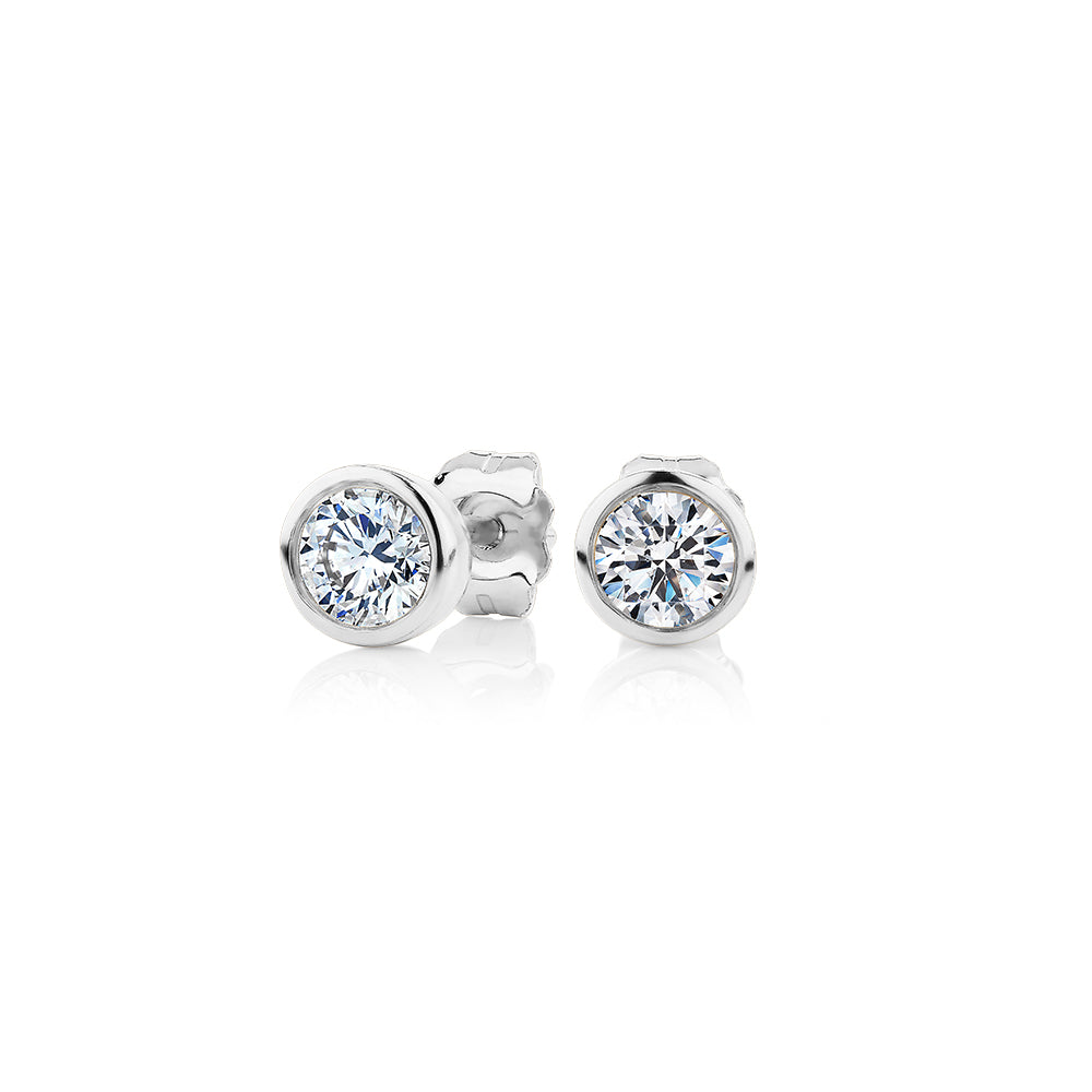 Premium Lab-Grown Diamond, 0.50 carat TW round brilliant stud earrings in 10 carat white gold