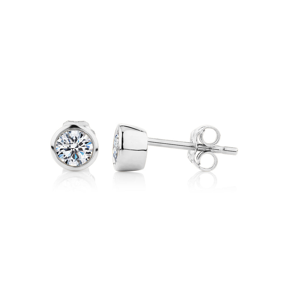 Premium Lab-Grown Diamond, 0.50 carat TW round brilliant stud earrings in 10 carat white gold