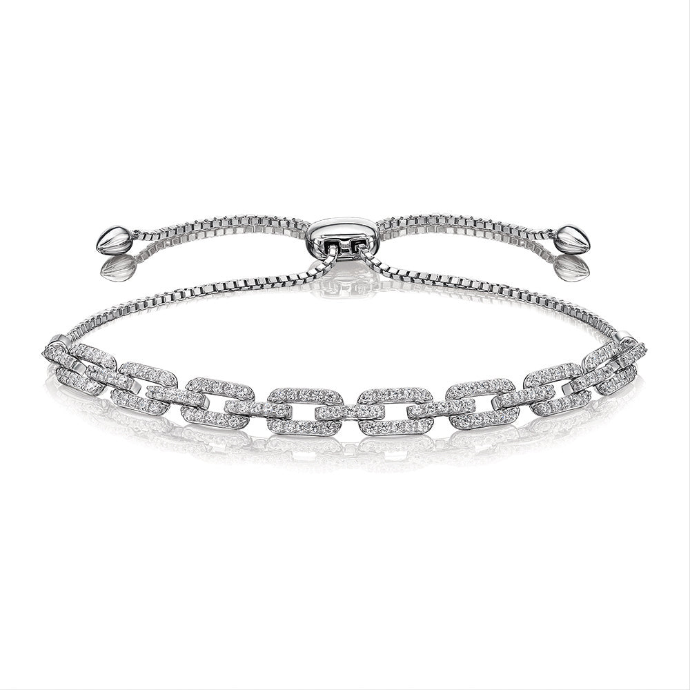 Slider bracelet with 0.84 carats* of diamond simulants in sterling silver