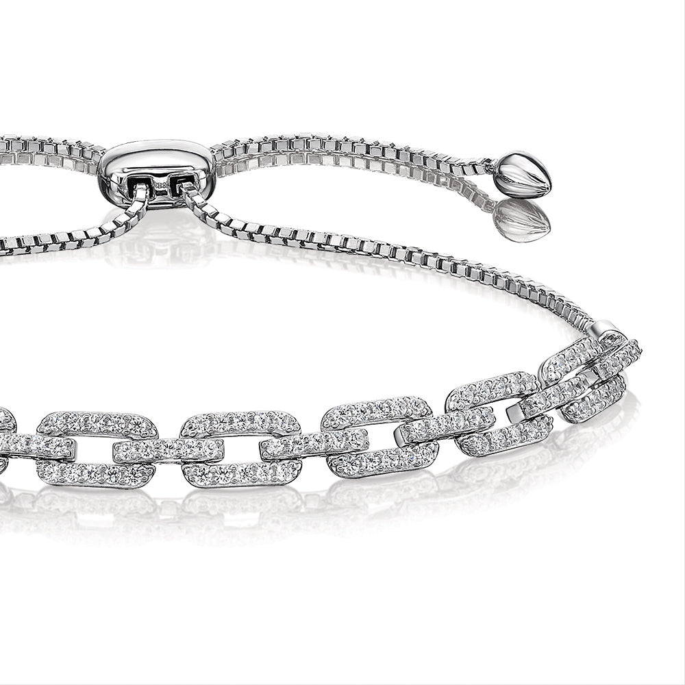 Slider bracelet with 0.84 carats* of diamond simulants in sterling silver