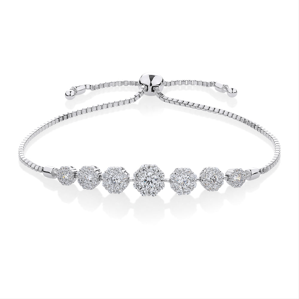 Slider bracelet with 1.96 carats* of diamond simulants in sterling silver