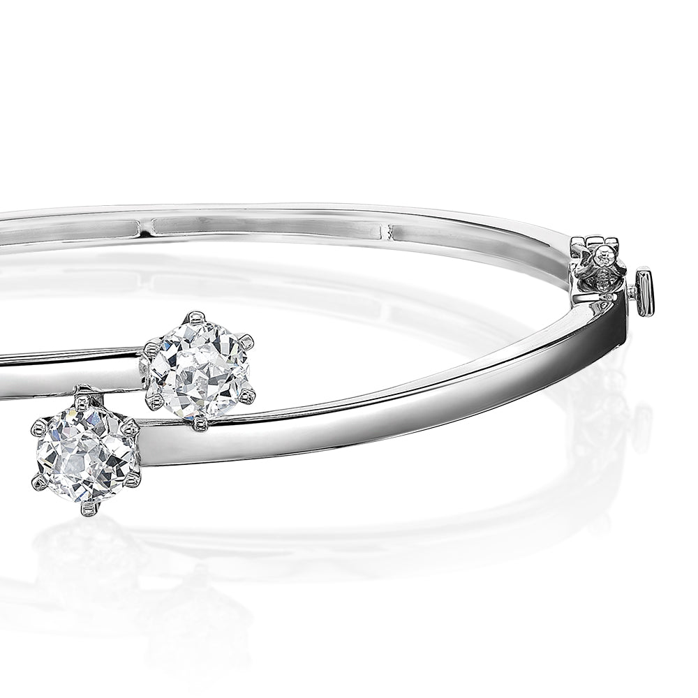 Round Brilliant bangle with 2.06 carats* of diamond simulants in sterling silver