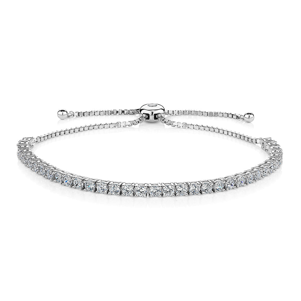 Slider bracelet with 3.85 carats* of diamond simulants in sterling silver