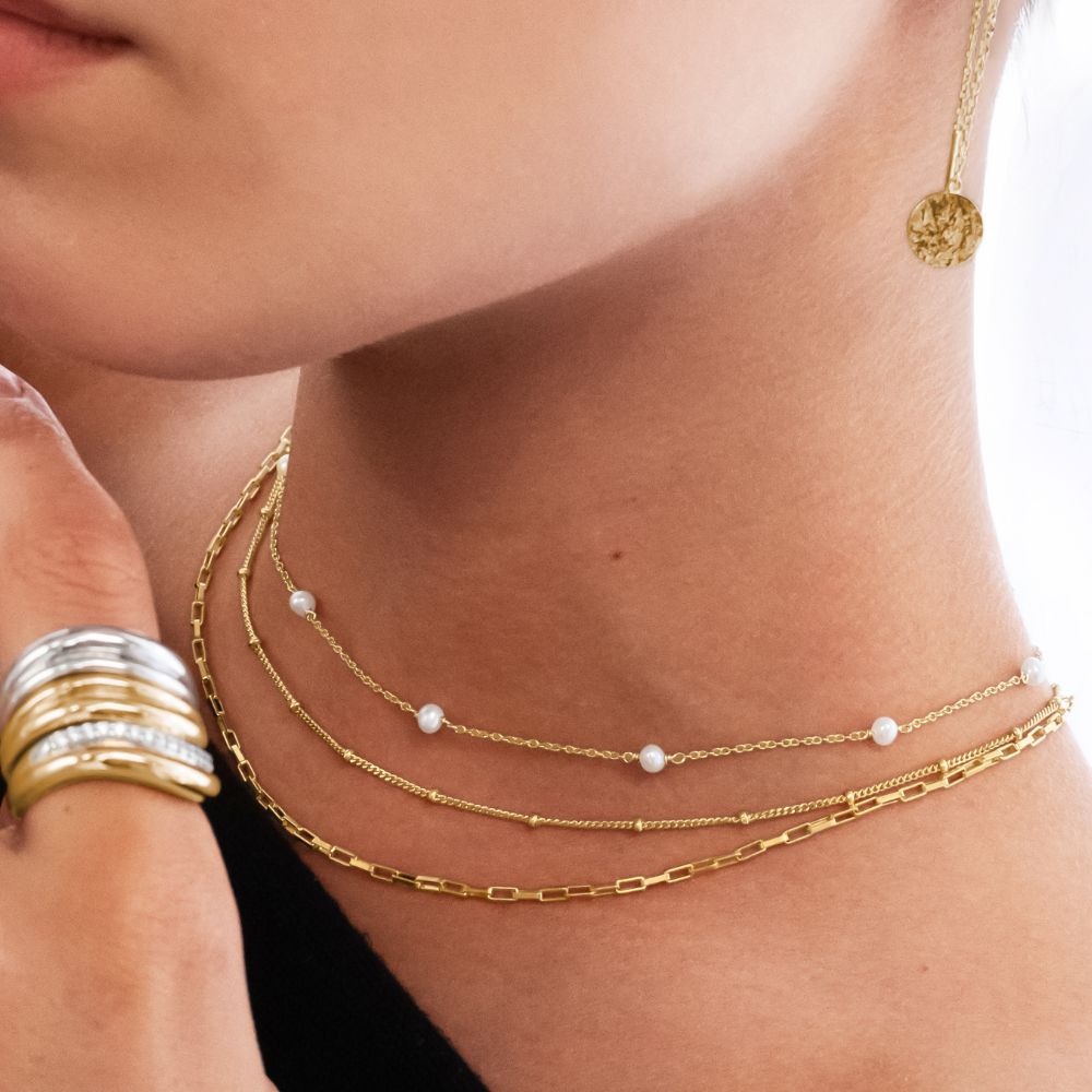Multi cultured freshwater pearl necklace in 18 carat yellow gold vermeil