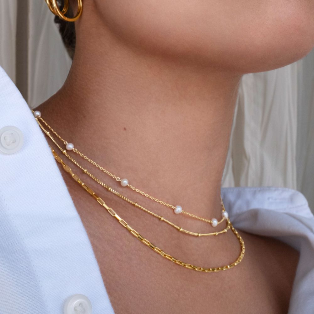 Multi cultured freshwater pearl necklace in 18 carat yellow gold vermeil