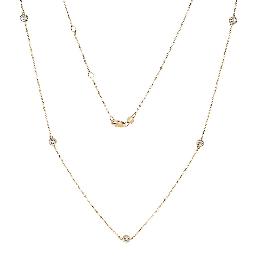 Necklace with 0.55 carats* of diamond simulants in 10 carat yellow gold
