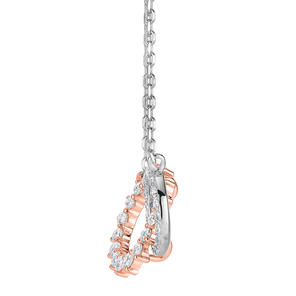 Necklace with 0.32 carats* of diamond simulants in 10 carat rose gold and sterling silver