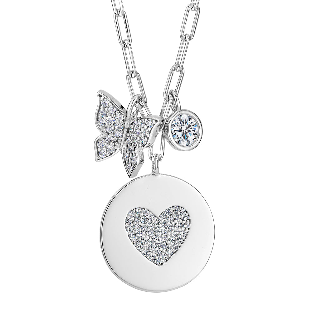 Round Brilliant drop necklace with 0.95 carats* of diamond simulants in sterling silver
