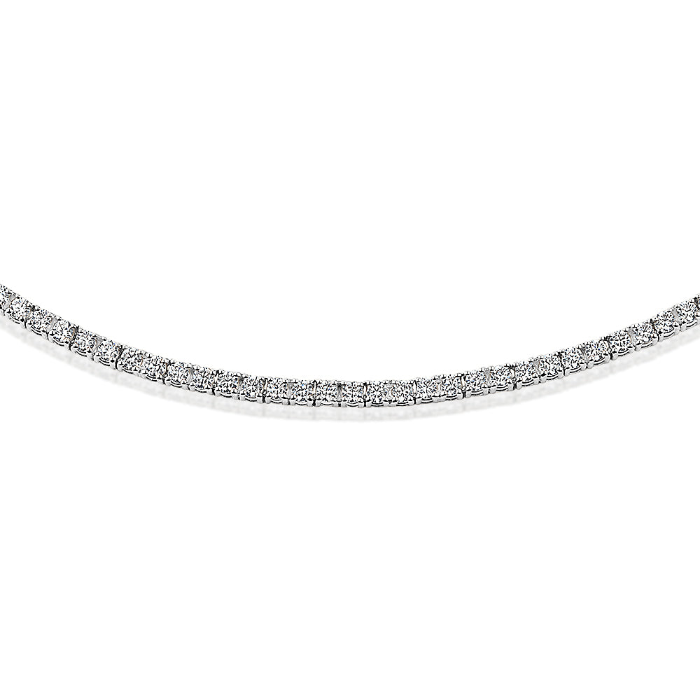 Round Brilliant tennis necklace with 5.52 carats* of diamond simulants in 10 carat white gold