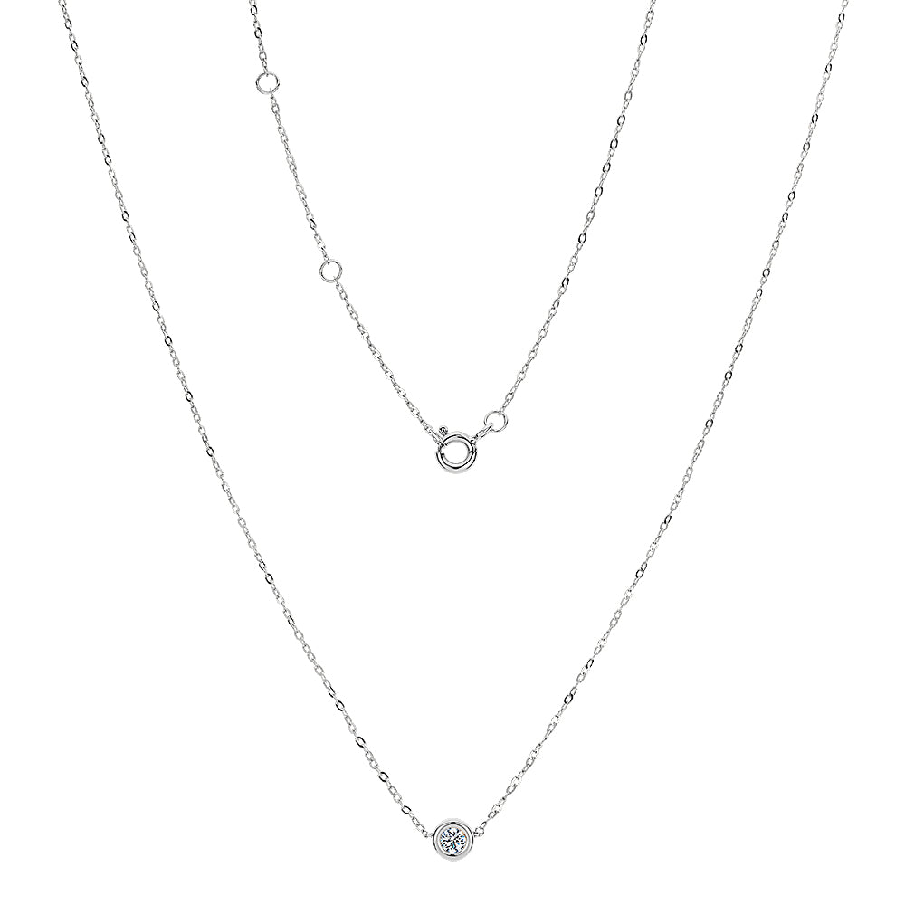Premium Lab-Grown Diamond, 0.10 carat round brilliant solitaire necklace in 10 carat white gold