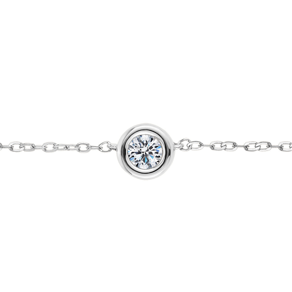 Premium Lab-Grown Diamond, 0.10 carat round brilliant solitaire necklace in 10 carat white gold