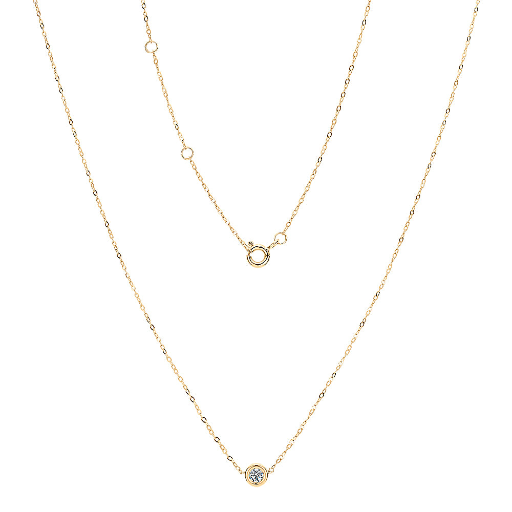 Premium Lab-Grown Diamond, 0.10 carat round brilliant solitaire necklace in 10 carat yellow gold