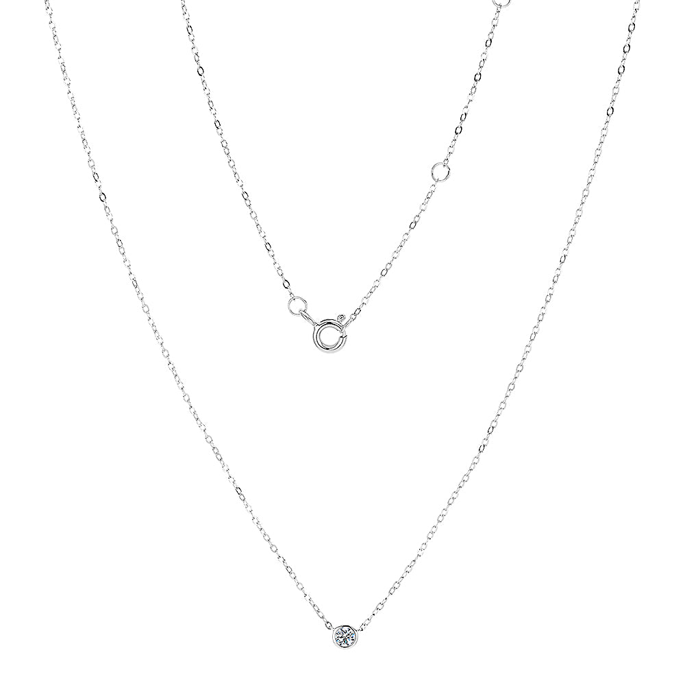 Premium Laboratory Lab-Grown Diamond, 0.11 carat round brilliant solitaire necklace in 10 carat white gold