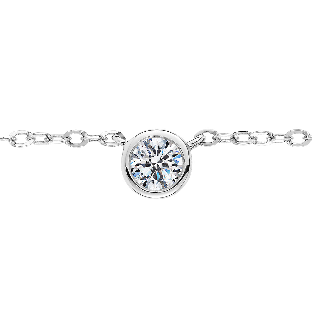 Premium Laboratory Lab-Grown Diamond, 0.11 carat round brilliant solitaire necklace in 10 carat white gold