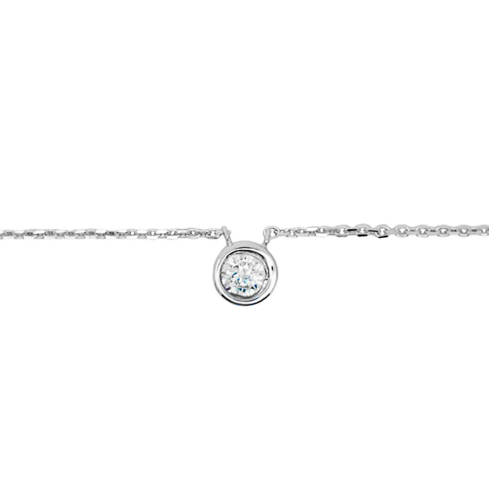 Round Brilliant solitaire necklace with a 0.25 carat* diamond simulant in sterling silver