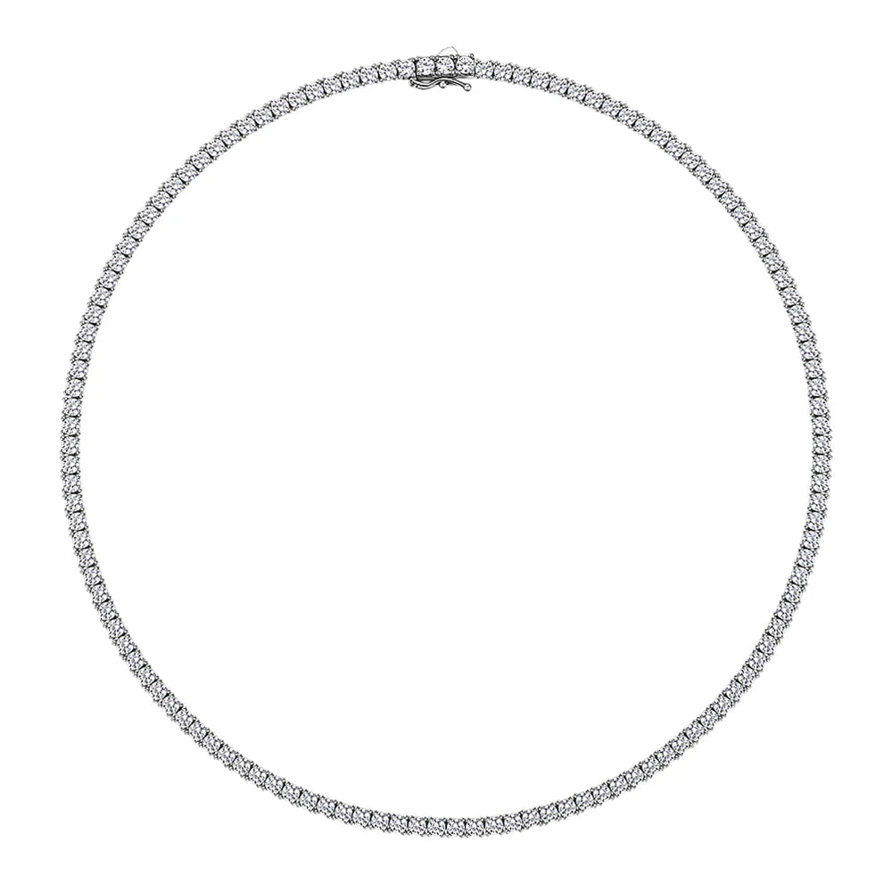 Signature Simulant Diamond 13.2 carat* TW round brilliant tennis necklace in sterling silver