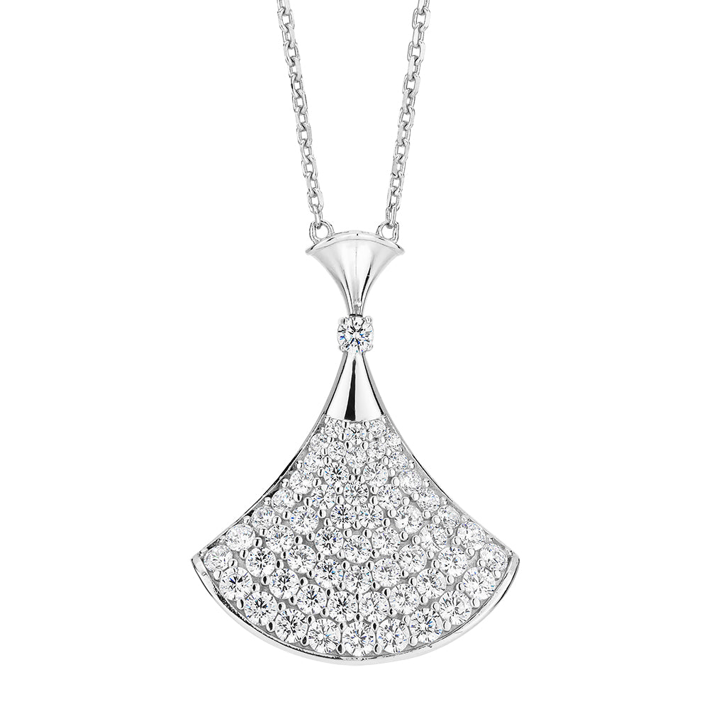 Round Brilliant necklace with 1.7 carats* of diamond simulants in sterling silver
