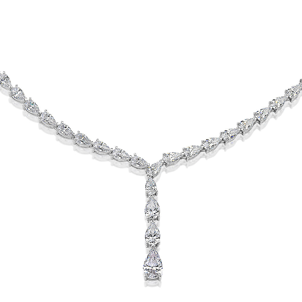 Statement necklace with 22.59 carats* of diamond simulants in sterling silver