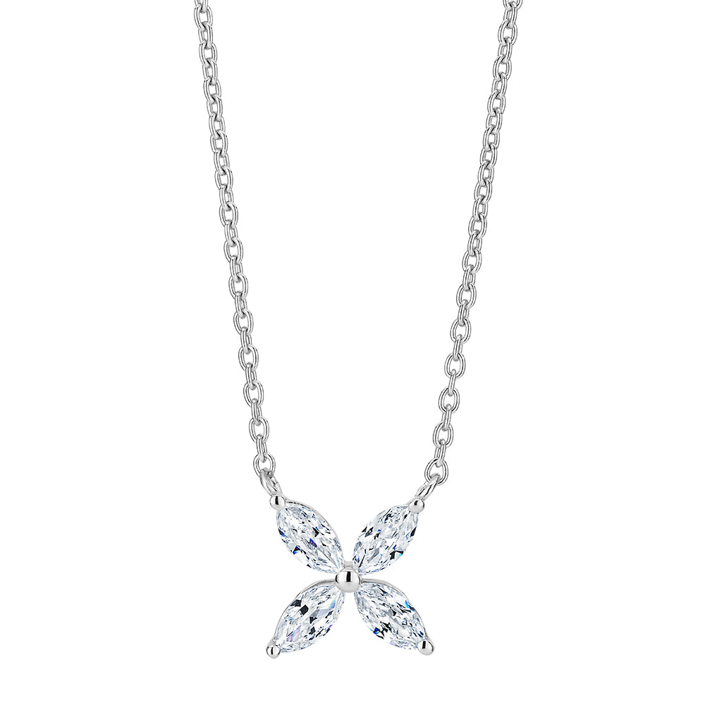 Necklace with 0.56 carats* of diamond simulants in sterling silver