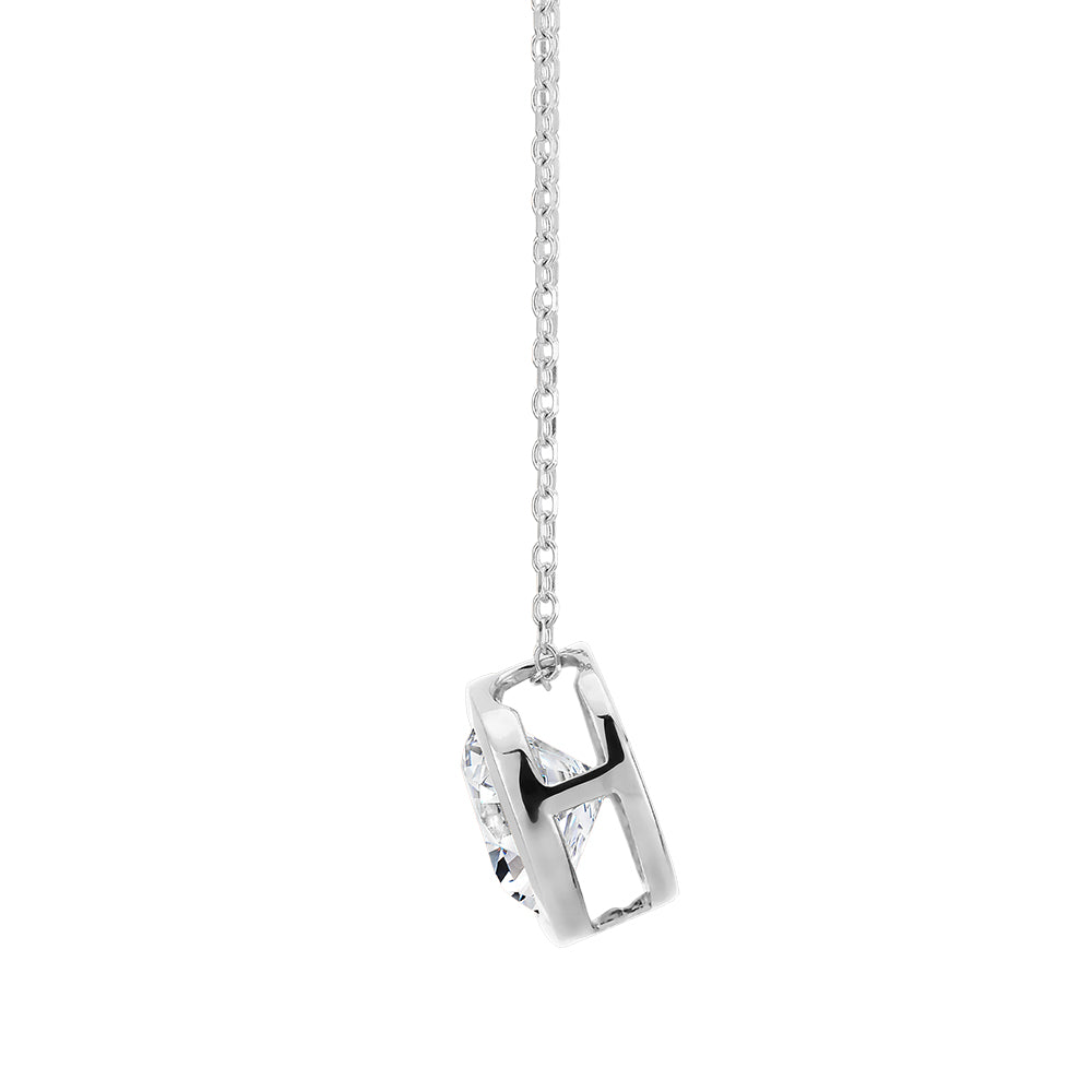 Round Brilliant solitaire pendant with 1.28 carat* diamond simulant in 10 carat white gold
