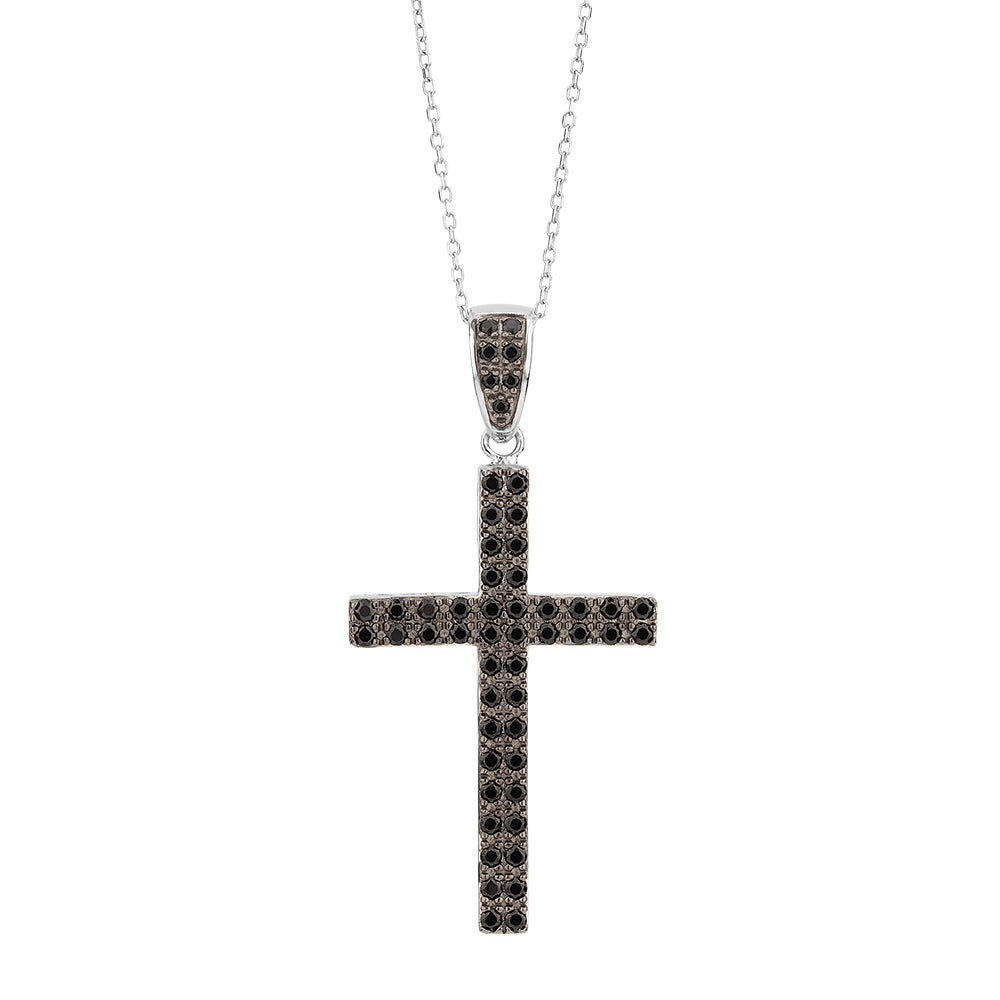 Cross pendant with 0.51 carats* of diamond simulants in sterling silver