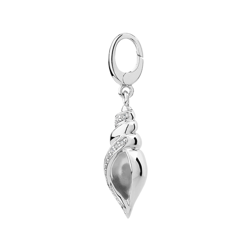 Charm pendant with diamond simulants in sterling silver