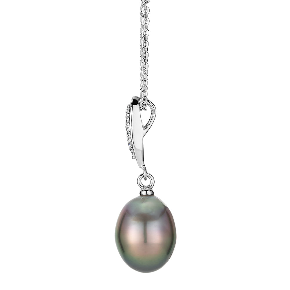 Tahitian pearl drop necklace in sterling silver