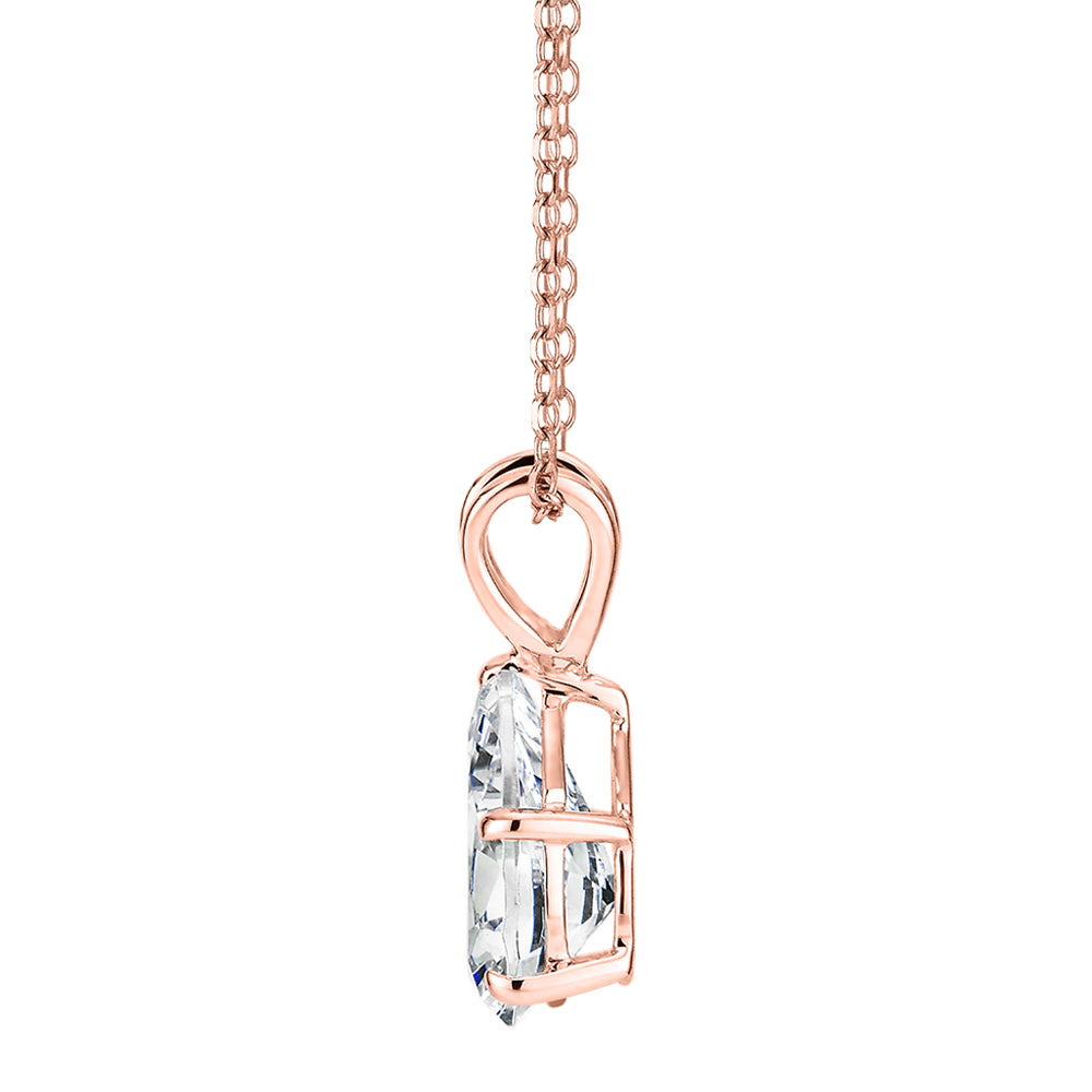 Pear solitaire pendant with 1 carat* diamond simulant in 10 carat rose gold