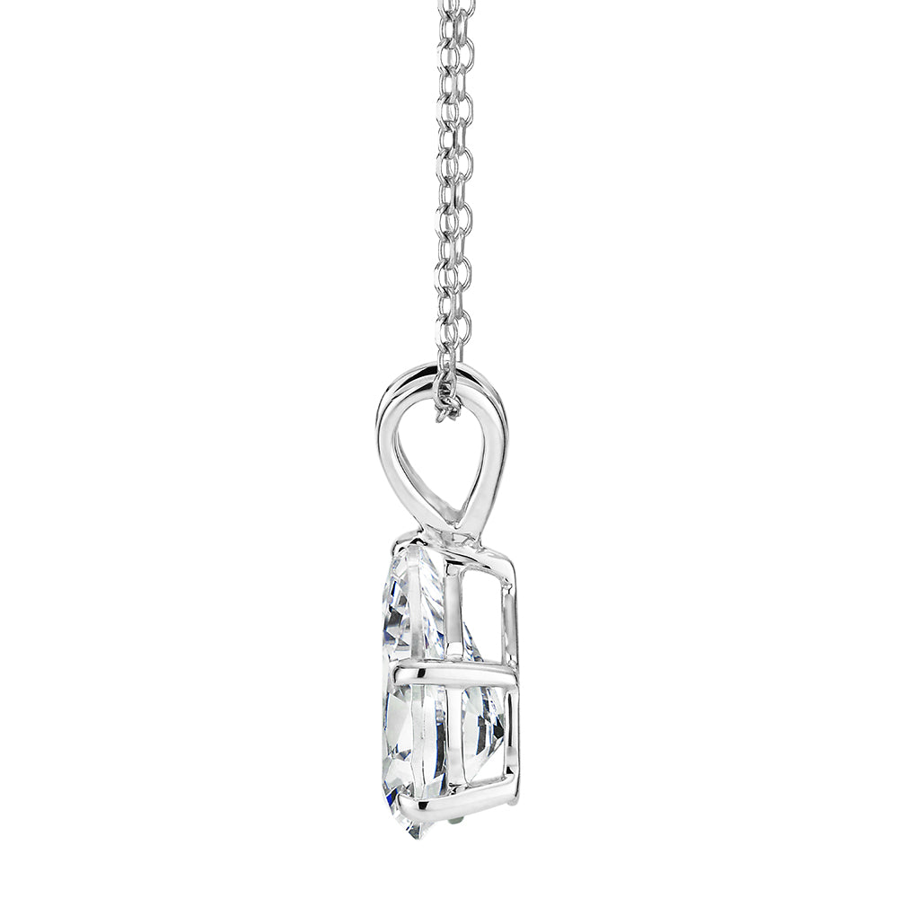Pear solitaire pendant with 1 carat* diamond simulant in 10 carat white gold