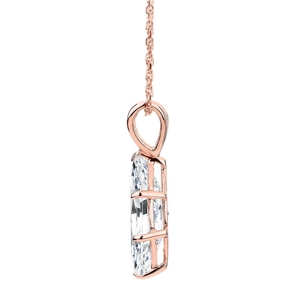 Marquise solitaire pendant with 2 carat* diamond simulant in 10 carat rose gold